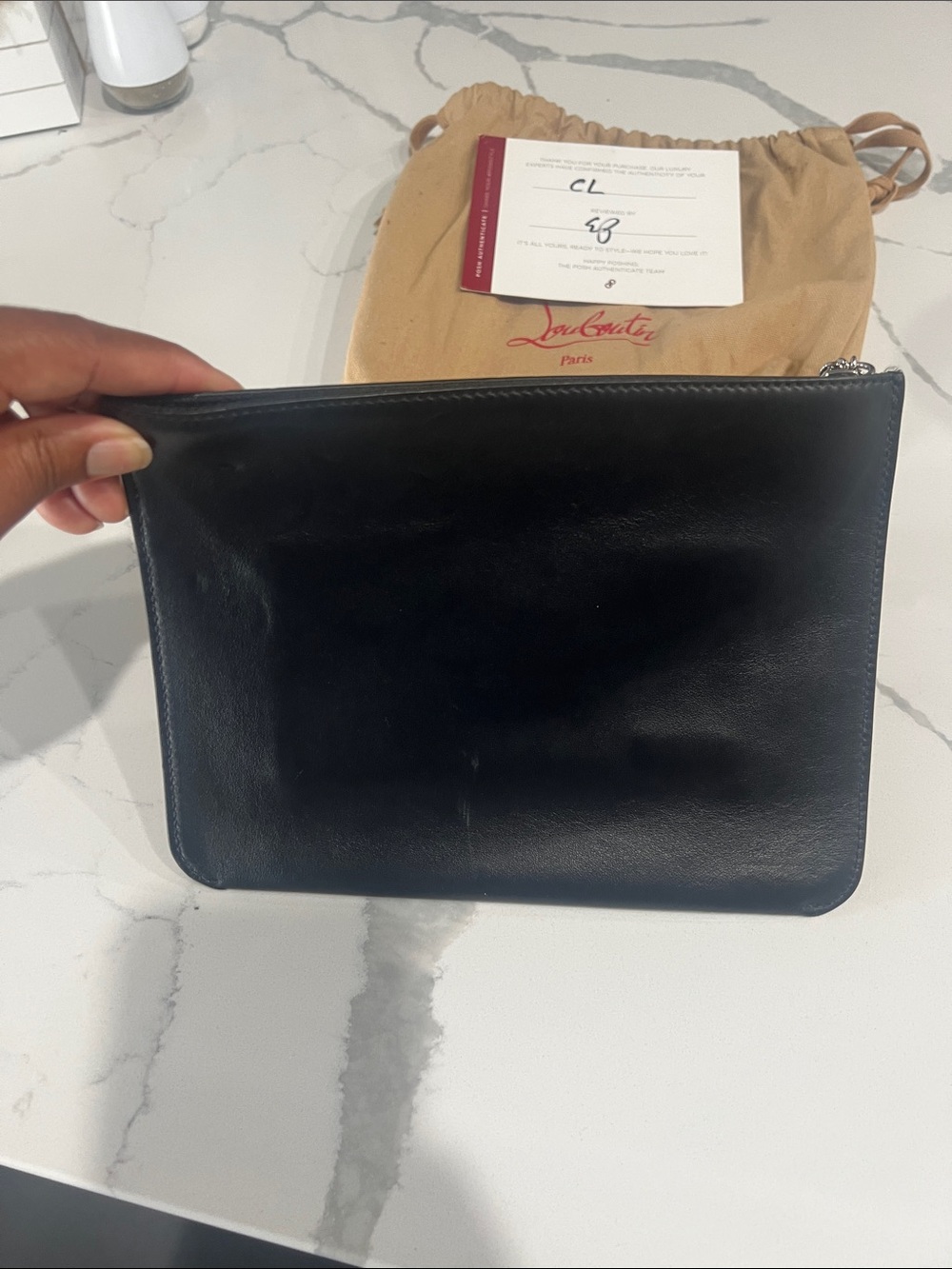 Christian Louboutin Black Leather Pouch with Multicolor 'LOVE' Artwork - Picture 13 of 14